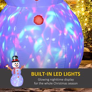 Pupazzo di Neve Gonfiabile da 2,4 Metri per Decorazioni Natalizie da Esterno con Luci LED Colorate Rotanti per la Stagione Festiva - Product Image 4