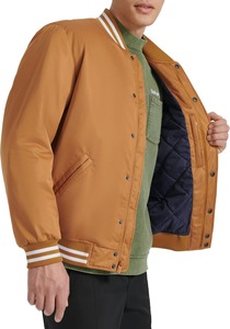 <b>Men's</b> Black Varsity <b>Jacket</b> With <b>White</b> Stripe Collar And Cuffs Regular Fit Casual Style Polyester Material Autumn Wear - Product Image 6