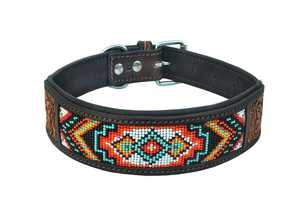 Collar de Perro de Cuero Hecho a Mano de Primera Calidad con Cuentas, Patrón Geométrico, Estilo Occidental, Cierre de Hebilla Acolchada, Uso en Todas las Estaciones, Resistente - Product Image 5