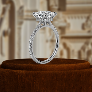 Anillo de Compromiso con Diamante Cultivado en Laboratorio de Corte Princesa de 1.5CT, Estilo Halo, Oro Sólido de 14K, Certificado IGI, Anillo de Boda - Product Image 1