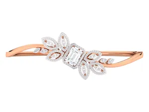18K Solid Gold <b>Lab</b> Grown Diamond Bracelet 2.5ct Emerald Halo <b>Botanical</b> Leaf Bangle Women Fine Jewelry OEM Direct Factory - Product Image 3