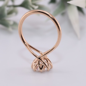 <b>Unique</b> Round Lab Diamond <b>Engagement</b> <b>Ring</b> Rose Gold Split Shank Flower Prong Solitaire <b>Ring</b> Woven Gallery Fine Jewelry For Women - Product Image 5