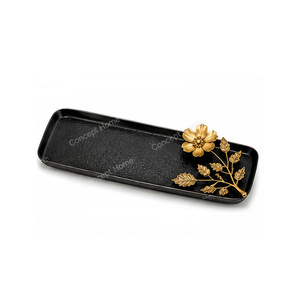 Bandeja Rectangular de Latón para Servir, Diseño Floral, Acabado Pintado, Elegante, Hecha a Mano, de Grado Comercial, Decorativa para Uso Residencial - Product Image 2