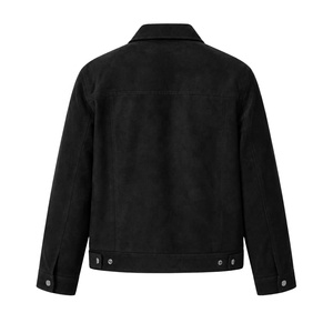 <b>Men's</b> Black <b>Suede</b> Leather <b>Jacket</b> Turn-Down Collar Button Closure Casual Regular Fit Autumn Wear <b>Jacket</b> - Product Image 6