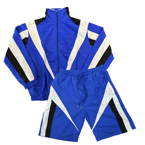 Ensemble de survêtement d'été personnalisé pour homme, deux pièces, avec fermeture éclair, coupe-vent en polyester, veste courte et short - Product Image 1