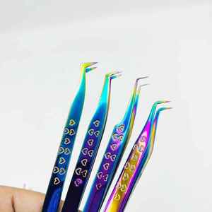 Wholesale Professional High Custom Logo Stainless Steel Eyelash Tweezers Multi-Theme Sustainable Russian Volume Boot <b>Light</b> - Product Image 1