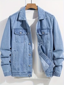 Top Sale Men's Denim Jacket New Design Streetwear Attractive Style 100% Cotton Material Winter Jeans 100% Cotton Spring Washed - Product Image 1