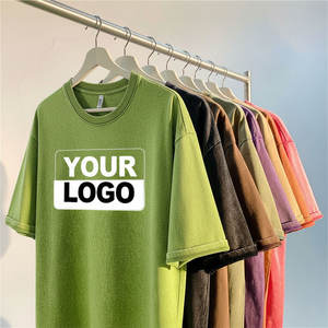 Camiseta personalizada de cuello redondo de alta calidad con estampado de logotipo con efecto lavado ácido, 100% algodón puro, corte holgado para hombre, efecto descolorido por el sol. - Product Image 2