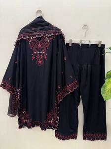 TENNY Ensemble Salwar et Dupatta pour femme en tissu Chanderi avec broderie de fils et de sequins, infroissable et réversible, idéal pour Diwali, mariages et fêtes - Product Image 1