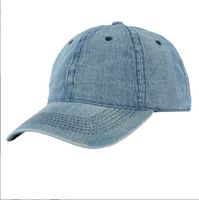 Casquette de baseball en denim vintage en coton premium, 6 panneaux, unisexe, réglable avec boucle métallique, style sport décontracté