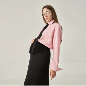 Regular Solid Loose Button Decoration Full Sleeve Casual Shirt Neck Minimalist Breathable Women's T-Shirts - Product Image 6