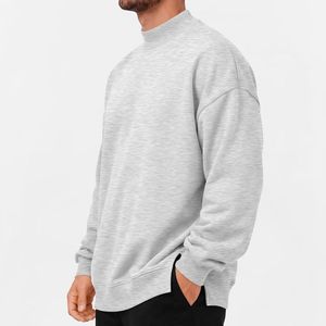 Sudadera de Algodón Gris Jaspeado Lisa de 360 g/m² con Hombros Caídos, Estilo Básico y Dobladillo Acanalado - Product Image 3