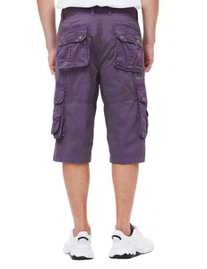 Shorts cargo décontractés d'été pour la randonnée, taille élastique, décoration numérique vintage, couleur unie, longueur genou, tricoté - Product Image 4