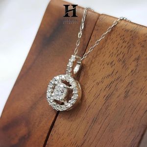 Collier pendentif élégant avec halo de diamants, plaqué or blanc 14 carats, pendentif délicat pour femmes, bijoux minimalistes pour tous les jours - Product Image 6