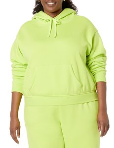 Ensemble de sweat-shirt à capuche vert lime pour femme, matière polaire, couleur unie, manches longues, respirant, grande taille, vêtements d'automne - Product Image 4