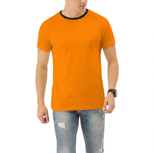 Men's <b>White</b> Short Sleeve T-<b>Shirt</b> <b>Slim</b> <b>Fit</b> O-Neck Contrast Trim 100% Cotton Jersey Comfortable Casual Solid Color - Product Image 2