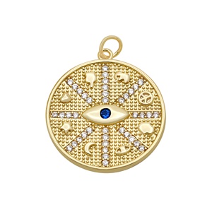 Colgante de Plata 925 Bañado en Oro con Engaste de Circonitas, Diseño de Luna, Estrella, Ojo, Mariposa, Candado y Cruz, para Collar DIY Unisex - Product Image 6