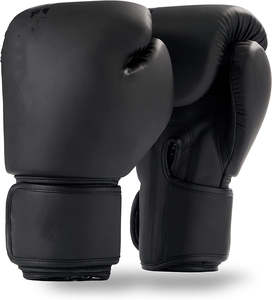 Guantes de Boxeo de Gel Transpirables de Piel Sintética Negra Unisex de Alta Calidad, Personalizados y a la Moda, con Cierre de Velcro para MMA y Kickboxing - Product Image 3