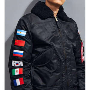 OEM <b>Men's</b> Varsity <b>Jacket</b> Stand Vintage Clothes Custom Embroidered flags satin silk <b>fur</b> collar Baseball Bomber <b>jacket</b> <b>for</b> <b>men</b> - Product Image 3