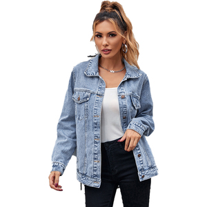 Private Label OEM Manufacturer <b>Button</b> Down Closure Women's Denim Jackets Competitive Price Ladies <b>Jean</b> Outerwear Denim Jacket - Product Image 6