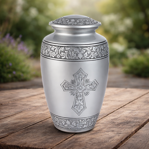 Urna funeraria decorativa de aluminio hecha a mano de calidad premium - Product Image 1