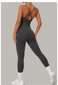 Combinaison de yoga légère pour femme Yujia, combinaison de sport à séchage rapide avec bretelles croisées réglables pour entraînement actif, douce et élastique - Product Image 4