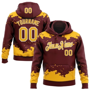 Sweat-shirt à capuche pour homme, nouveau design, patchwork bordeaux or-blanc, sur mesure, vente en gros directe - Product Image 1