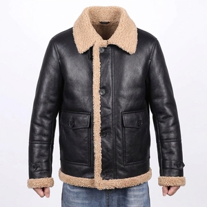 Blouson Bomber Décontracté Homme Hiver Haute Qualité en Cuir Véritable Peau de Mouton Lavé avec Fermeture Éclair – Service OEM – Vente Flash - Product Image 1