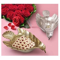 Organisateur de bijoux en métal de haute qualité petite feuille en forme de porte-anneau bibelot plat vanité plateau commode pour plateaux de rangement de noël