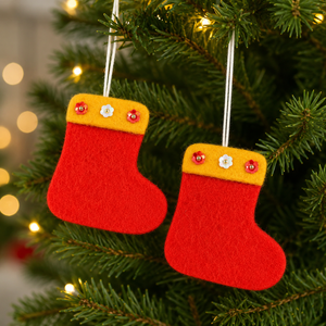 Chaussette de Noël en feutre faite à la main, ornement suspendu - Product Image 1