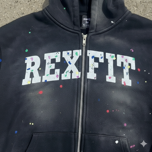 Sudaderas con capucha unisex con cremallera, efecto desgastado por el sol, pedrería personalizada y logotipos bordados con efecto desgastado, hombros caídos, las más demandadas por los clientes - Product Image 5