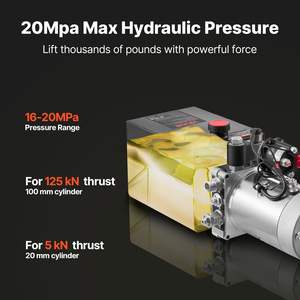 Unité hydraulique à simple effet de 6 quarts, pression de sécurité maximale de 3200 PSI, débit de 0,91 GPM, pompe 12 V CC, réservoir en métal, remorque - Product Image 3