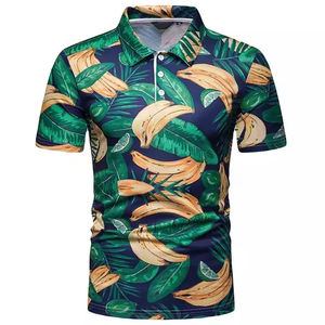 Camisa Polo con Estampado de Hoja de Plátano Personalizada para Hombre, Manga Corta, Transpirable, de Poliéster, para Golf, Casual, Suministro al por Mayor OEM - Product Image 1