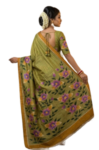 Sari imprimé floral en soie pure de Bishnupuri, pour femmes, Inde, Pakistan, Bangladesh, sari traditionnel - Product Image 2