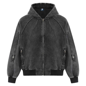 Sudadera con Capucha Oversize para Hombre, Lavado a la Piedra, Color Liso, Manga Raglán, Forro Polar de Algodón, Estilo Casual para Otoño - Product Image 1
