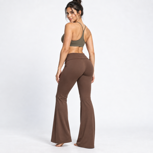 Women High Waist <b>Flared</b> Leg Yoga <b>Leggings</b> Full Length Seamless Solid Color Activewear Pants Spandex Polyester Four-Way Stretch - Product Image 4