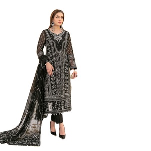 Estilo islámico Color oscuro frente y hornear ambos tamaños bordado trabajo caliente y estilos peso ligero colección Salwar tradicional - Product Image 1