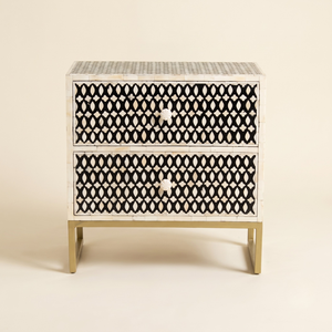 Mesa Auxiliar de Madera de Diseño Moderno con Incrustaciones de Hueso, Mesita de Noche o Mesita de Cabecera para el Hogar o la Oficina, Muebles para el Comedor - Product Image 1