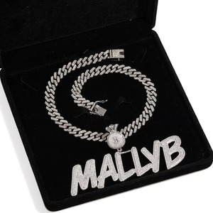 จี้มอสซาไนต์ Mallyb เงินแท้ 925 ชุบโรเดียม สร้อยคอตัวอักษรธีมฮิปฮอป เครื่องประดับผู้ชาย - Product Image 2