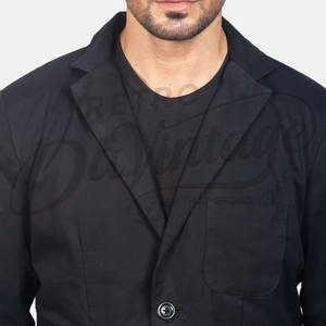 Blazer Negro Premium de Algodón para Hombre, Corte Entallado, Ligero, Informal, Deportivo, Profesional, Transpirable, Chaqueta de Verano - Product Image 1