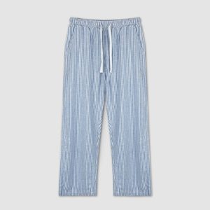 <b>Men's</b> Linen Baggy Drawstring Elastic Waist Striped <b>Lounge</b> Pajama <b>Trousers</b> Wholesale ODM - Product Image 1