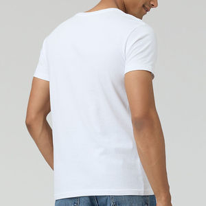 T-shirt en coton blanc de qualité supérieure pour homme, manches courtes, col rond, coupe classique, tissu jersey doux et respirant, couleur unie, vêtements décontractés d'été - Product Image 6