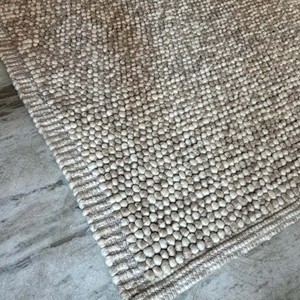 Tapis en laine épaisse tissé à la main – Motif bouclé crème beige, tapis de chambre, décoration de salon - Product Image 4
