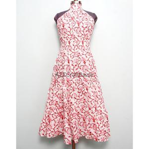 Vestido Midi de Algodón 100% para Mujer, Estampado Floral, Cuello Redondo, Línea A, Sin Mangas, Transpirable, Informal, para Verano - Product Image 1