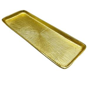 Plateau de service rectangulaire en aluminium écologique, design vintage solide, finition dorée de luxe, plateau de service décoratif pour mariage - Product Image 6