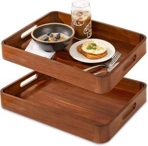 Bandeja de Servir de Madera con Acabado Marrón Resistente y Asas Ergonómicas para un Fácil Transporte - Product Image 5