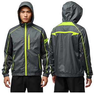 Veste coupe-vent légère et performante pour homme, en acier gris, avec capuche, vêtement d'extérieur décontracté, en stock - Product Image 4