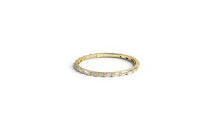 Anillo de Diamantes Baguette de Oro de 18K de Lujo, Anillo de Eternidad Completo, Anillo de Boda Estilo East West, Anillo Apilable con Engaste de Barra, Joyería Fina para Mujer - Product Image 1