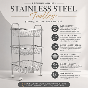 Indian Manufacturer Kitchen Rack Stainless Steel Vegetable Trolley - Product Image 2