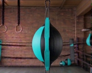 Hawk Heavy Double End Speed Ball en cuir PU noir et turquoise, sac de frappe réflexe élastique suspendu, facile à installer pour la salle de sport à domicile - Product Image 4